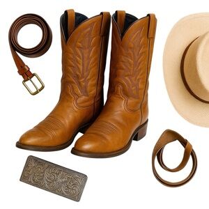 Texas Leather Manufacturing Vintage Cowboy Boots Heritage Caramel Approx 9-9.5